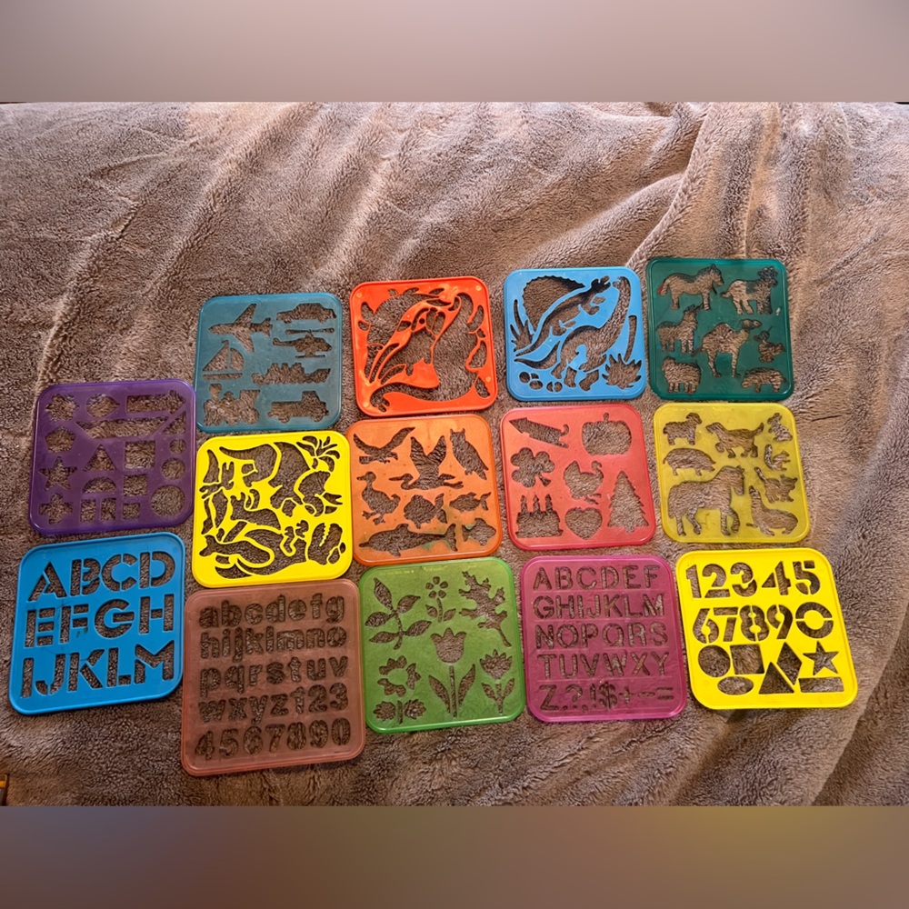 Tupperware stencils from the 80’s. 14 various designs.